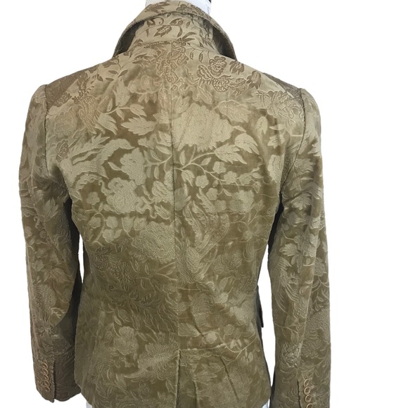 Theory Womens Crushed Velvet Blazer Size Medium Floral Baroque Gold Classic HTF - Picture 7 of 16